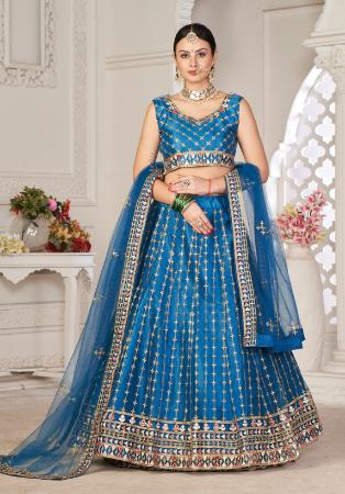 Picture of Sublime Silk Midnight Blue Lehenga Choli