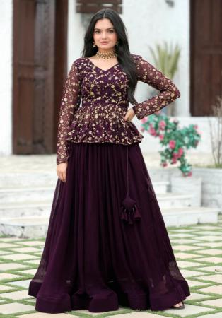 Picture of Well Formed Georgette Dark Magenta Lehenga Choli