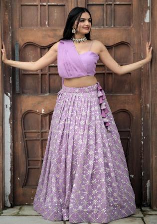 Picture of Wonderful Georgette Light Steel Blue Lehenga Choli