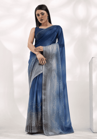 Picture of Gorgeous Chiffon & Georgette Midnight Blue Saree