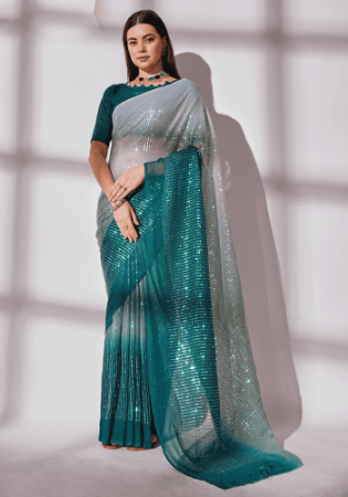 Picture of Ravishing Georgette Grey Saree