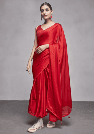 Picture of Alluring Chiffon & Georgette Crimson Saree