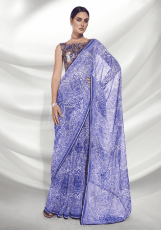 Picture of Fascinating Georgette Light Steel Blue Saree