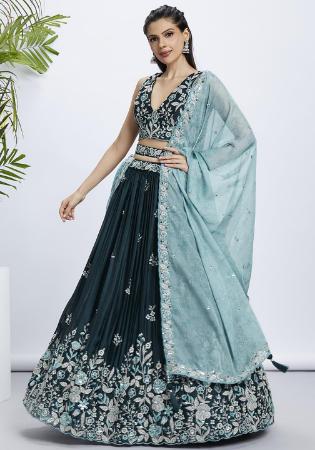 Picture of Pretty Silk Midnight Blue Lehenga Choli