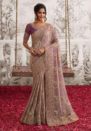 Picture of Bewitching Georgette Rosy Brown Saree