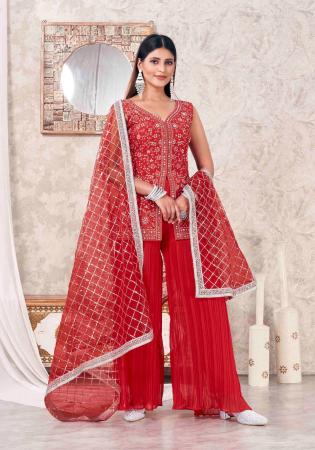 Picture of Enticing Georgette Crimson Readymade Salwar Kameez