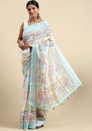 Picture of Gorgeous Linen Powder Blue Saree