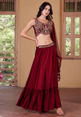 Picture of Sightly Georgette Maroon Readymade Lehenga Choli