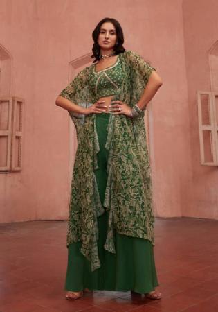 Picture of Pleasing Georgette Dark Green Readymade Lehenga Choli