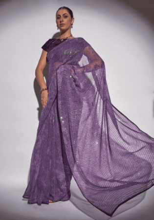 Picture of Wonderful Georgette Dark Slate Blue Saree