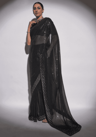 Picture of Amazing Georgette Black Saree