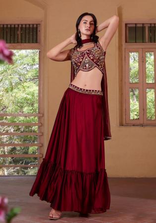 Picture of Magnificent Georgette Maroon Readymade Lehenga Choli