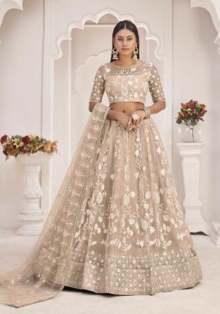 Picture of Charming Crepe & Net Tan Lehenga Choli