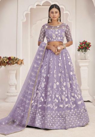 Picture of Enticing Crepe & Net Light Slate Grey Lehenga Choli