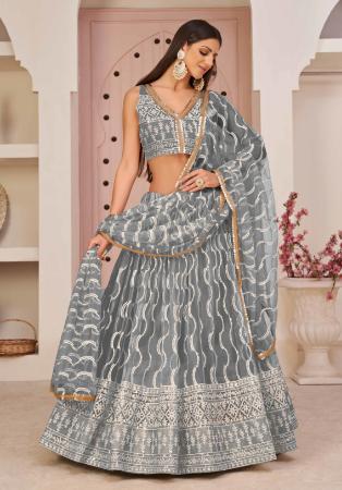 Picture of Resplendent Crepe & Net Grey Lehenga Choli