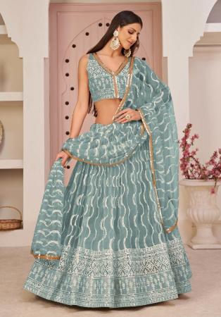 Picture of Ravishing Crepe & Net Dark Sea Green Lehenga Choli