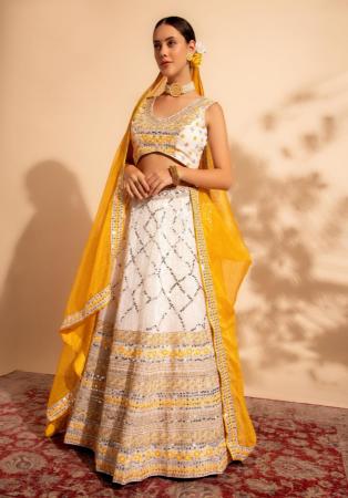 Picture of Enticing Organza Ghost White Readymade Lehenga Choli