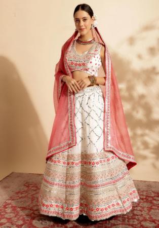 Picture of Beauteous Organza Ghost White Readymade Lehenga Choli