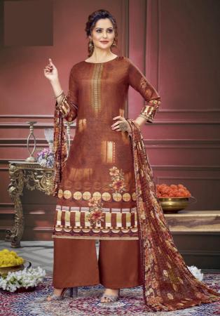 Picture of Chiffon Indian Red Straight Cut Salwar Kameez