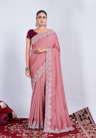 Picture of Ravishing Georgette Pale Violet Red Saree