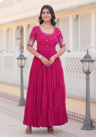 Picture of Sightly Georgette Medium Violet Red Readymade Gown