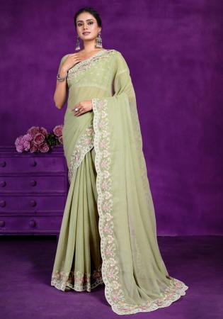 Picture of Well Formed Chiffon Tan Saree