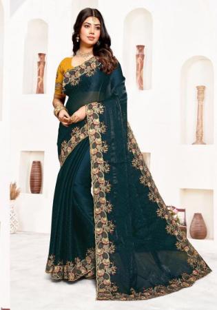 Picture of Georgette & Satin & Silk Dark Slate Grey Saree