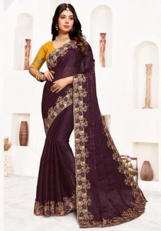 Picture of Bewitching Georgette & Satin & Silk Brown Saree