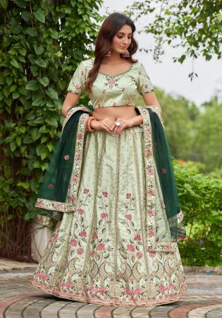 Picture of Beautiful Satin & Silk Off White Lehenga Choli