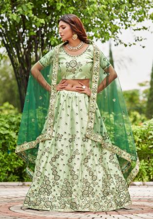 Picture of Charming Satin & Silk Beige Lehenga Choli