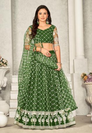 Picture of Georgette & Net Dark Sea Green Lehenga Choli