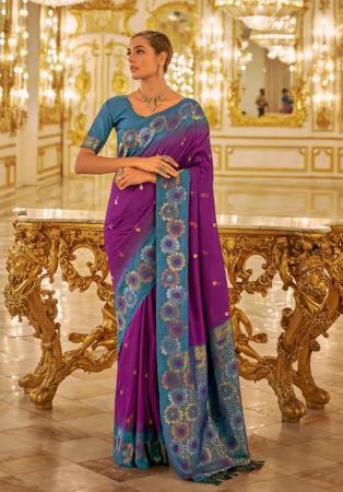 Picture of Pretty Silk Medium Violet Red Saree