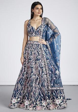 Picture of Bewitching Net Navy Blue Lehenga Choli