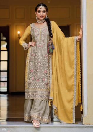 Picture of Chiffon Rosy Brown Straight Cut Salwar Kameez