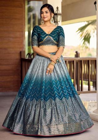 Picture of Elegant Chiffon Light Sea Green Lehenga Choli