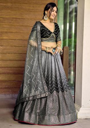 Picture of Sightly Chiffon Dark Grey Lehenga Choli