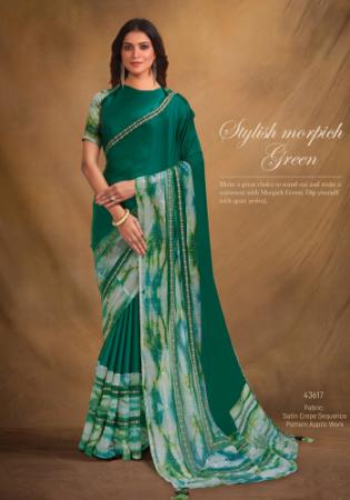 Picture of Classy Georgette & Satin & Silk Teal Saree