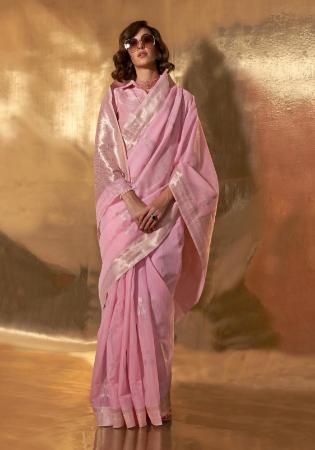 Picture of Magnificent Cotton & Linen Pale Violet Red Saree