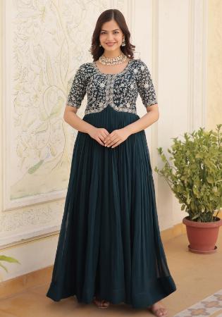 Picture of Taking Georgette Dark Slate Grey Readymade Gown