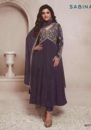 Picture of Pretty Chiffon Dim Gray Anarkali Salwar Kameez