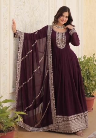 Picture of Sublime Georgette Brown Readymade Gown