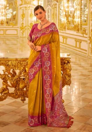 Picture of Stunning Silk Dark Golden Rod Saree