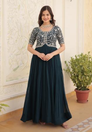 Picture of Wonderful Georgette Dark Slate Grey Readymade Gown