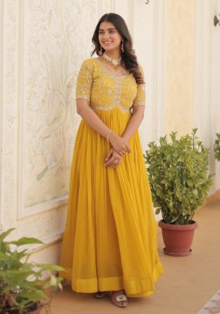 Picture of Splendid Georgette Golden Rod Readymade Gown