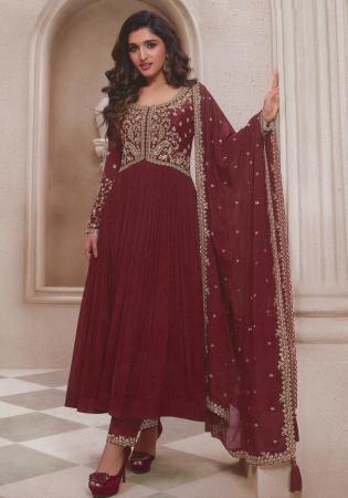 Picture of Taking Chiffon Maroon Straight Cut Salwar Kameez