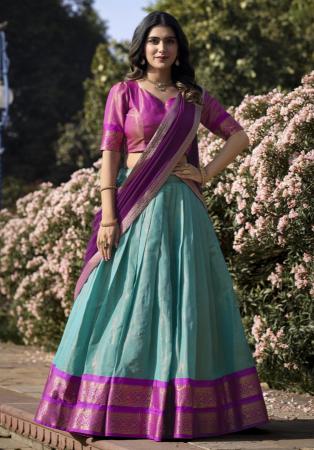 Picture of Charming Georgette Sky Blue Lehenga Choli