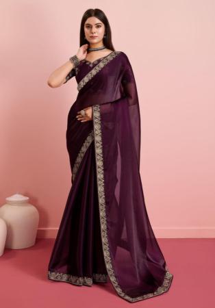 Picture of Shapely Chiffon & Silk Brown Saree