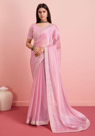 Picture of Resplendent Chiffon & Silk Pale Violet Red Saree