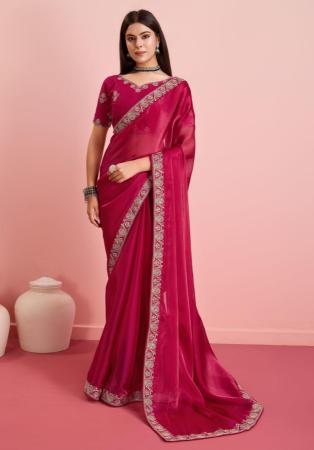 Picture of Admirable Chiffon & Silk Crimson Saree