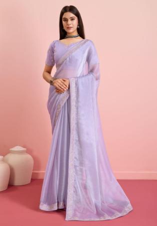 Picture of Wonderful Chiffon & Silk Plum Saree